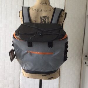 Gray and Orange Backpack Cooler with Adjustable Straps